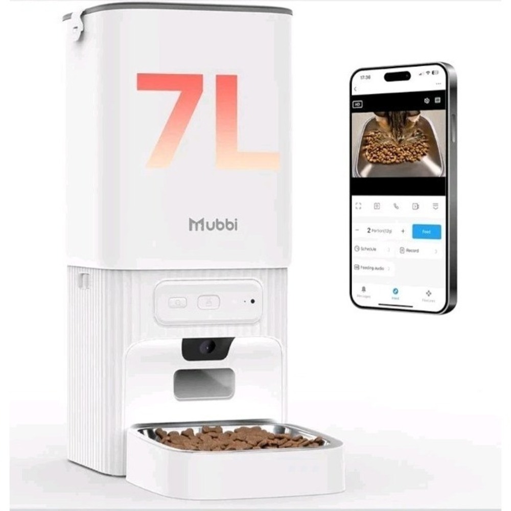 Smart Automatic‎ Cat & Dog Feeder with Camera, 7L, Night Vision, 2-Way Audio